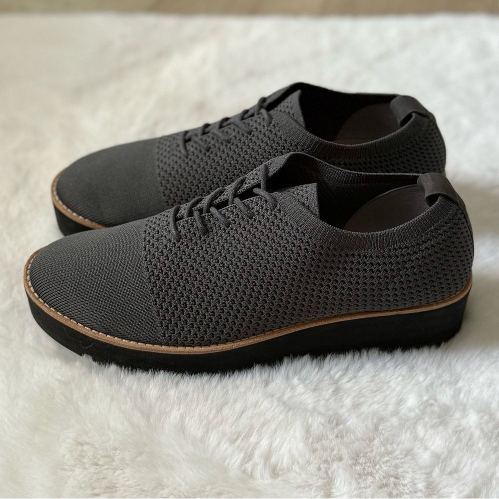 EILEEN FISHER 10 Eddy Knit Platform Oxford Loafers in Graphite Grey • Eddy 2 - Picture 7 of 15